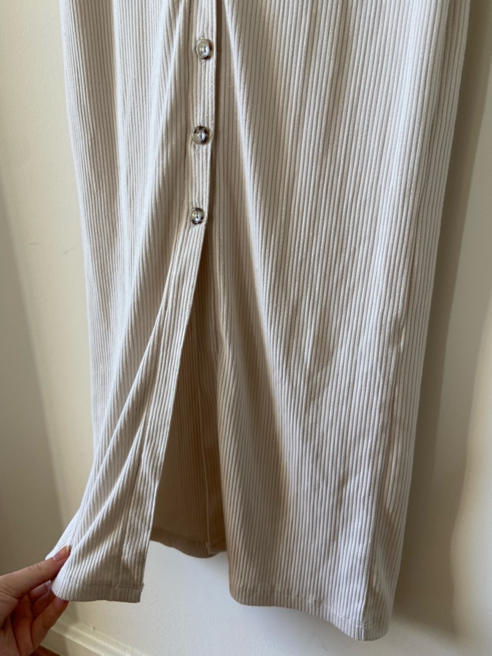 Forever 21 Cream Ribbed Button-Front Midi Dress - Picture 6 of 6